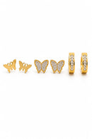 Brinco Trio Borboleta Encantada Banhados em Ouro 18k