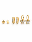 Trio de Brincos  Aurora Dourada Banhados em Ouro 18k