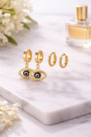 Brincos de Olho Grego Banhado em Ouro 18k