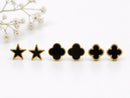 Brinco Trio Charme Black Banhada em ouro 18k