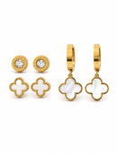 Brinco Trio Madrepérola Royale Banhados em Ouro 18k