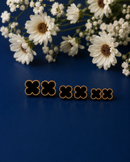 Brinco Trio Trevo Black Banhados em Ouro 18k