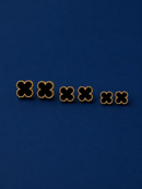 Brinco Trio Trevo Black Banhados em Ouro 18k