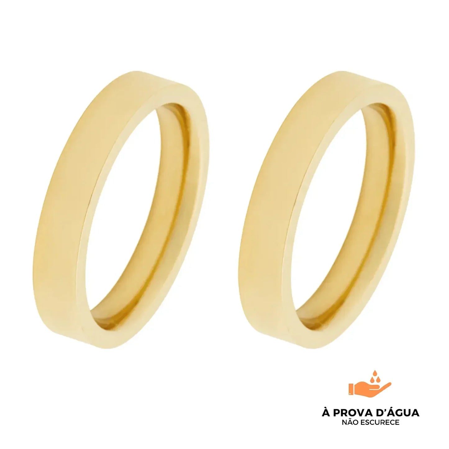 Par de Alianças Moderna Banhadas em Ouro 18k