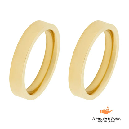 Par de Alianças Moderna Banhadas em Ouro 18k